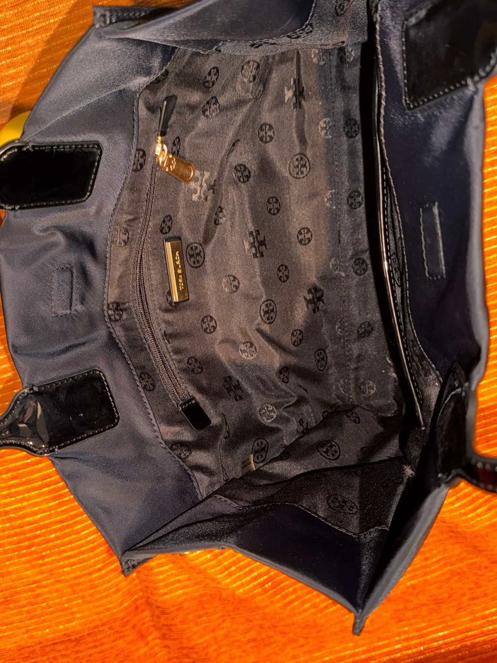 Tory Burch Ella Patent Black Nylon Tote with Patent Trim - Picture 3 of 4